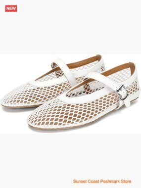 Mesh Ballet Flats with Buckle Strap Comfy Casual Office Shoes